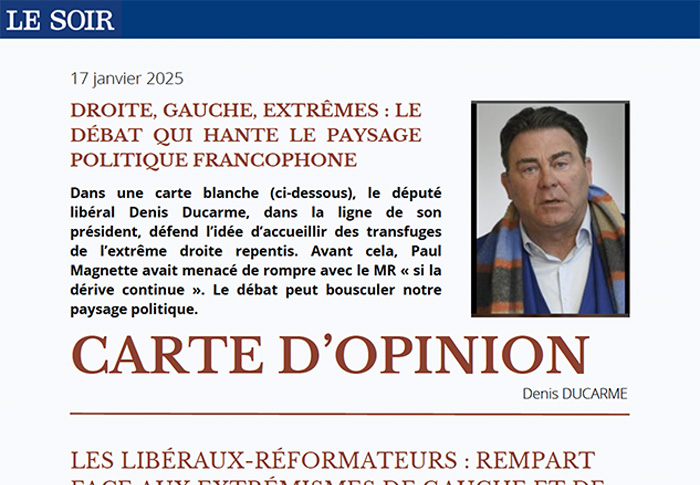 Article Le Soir : Droite, Gauche, Extrêmes : Le débat qui hante le paysage politique Francophone