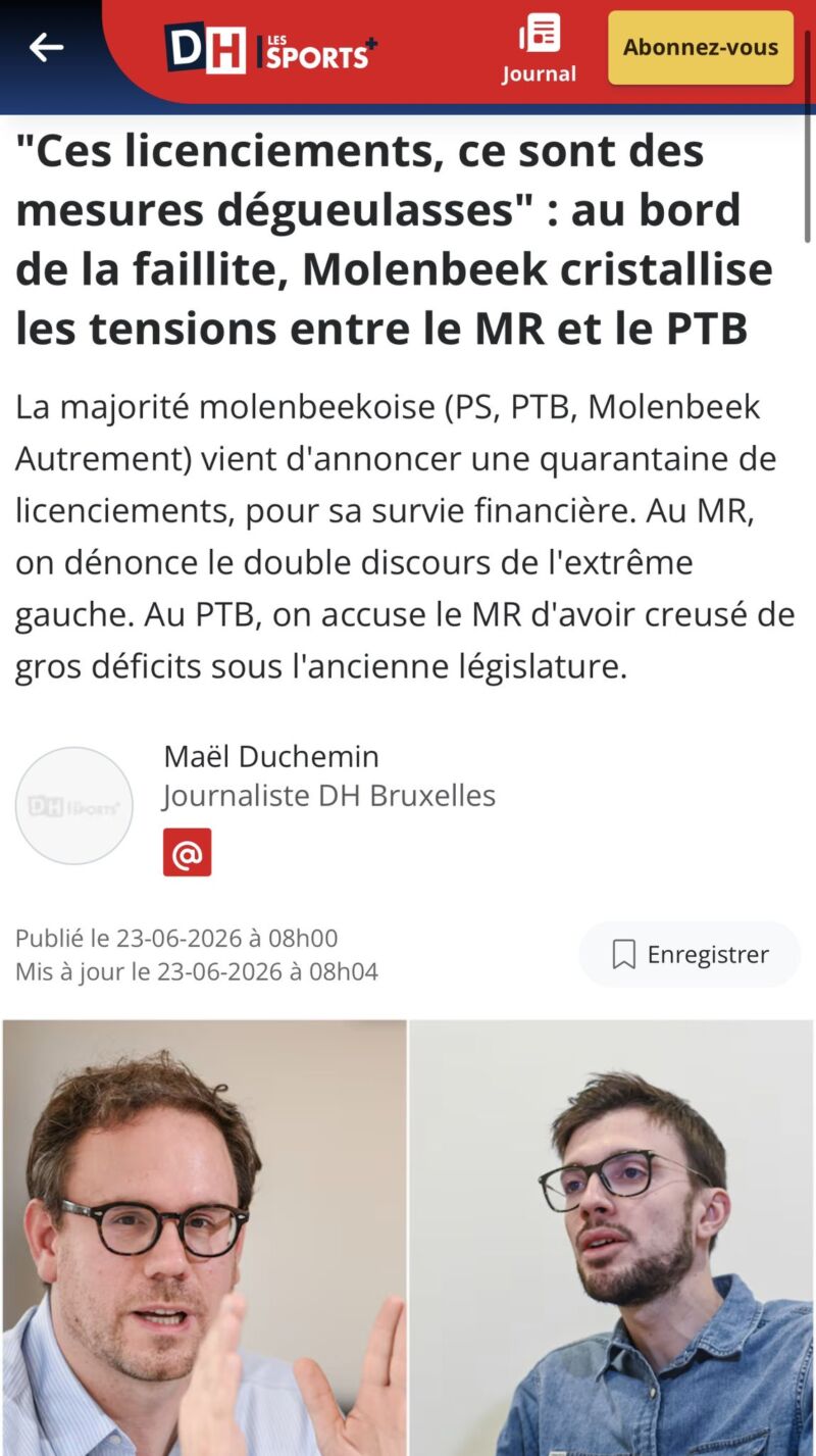 Image for the Tweet beginning: Quand le PTB gouverne, il